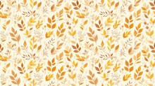 Autumn Leaves In Pastel Colors, Delicate Outlines, On White