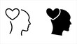 head with heart vector icon set on white background