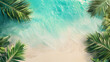 Tropical beach background with palm trees and blue water top view