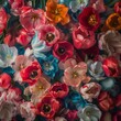 Colorful spring background made of fresh tulip flowers. Creative Spring holidays concept.	