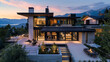 A modern residence with breathtaking views of the mountains from its rooftop terrace.