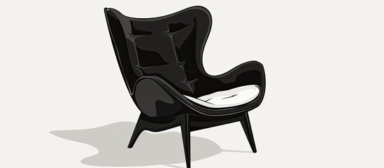 Canvas Print - A monochrome chair with white cushion on a white background, a perfect furniture piece that combines art, comfort, and sleek design. Featuring armrests and a rectangular shape