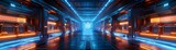 Fototapeta Perspektywa 3d - Underground Cyber Hub, Futuristic, Interior Photography, Subterranean Network Environment , hyper realistic