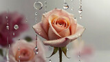 Fototapeta  - rose in pink purple and blue color full frame background with water drops lying on the sepals of the background abstract rose with flowers in the background abstract romantic view and background 