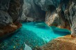 Bioluminescent Underground River, Fantasy, Nature Photography, Glowing Water Environment , hyper realistic