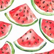 Seamless pattern of Citrullus Watermelon slices on a white background