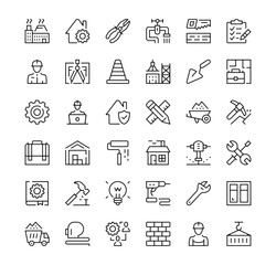 Poster - construction icons set. vector line icons. black outline stroke symbols