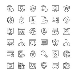 Poster - Internet security icons set. Vector line icons. Black outline stroke symbols
