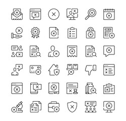 Poster - Rejection icons set. Vector line icons. Black outline stroke symbols