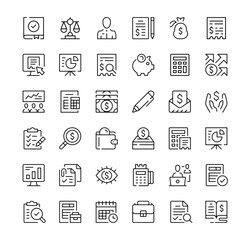 Poster - Accounting icons set. Vector line icons. Black outline stroke symbols