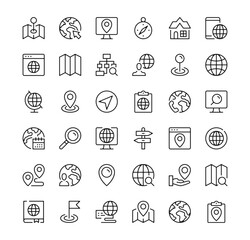 Poster - navigation icons set. vector line icons. black outline stroke symbols