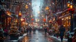 City Escapades: Showcase bustling city streets with holiday shoppers, street performers, and festive decorations, capturing urban holiday vibes.