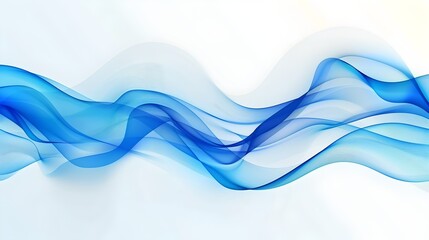 Wall Mural - abstract blue wavy design flowing gracefully on white background. perfect for backgrounds and modern