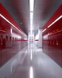 © Montree - locker room in new jersey in the style of spatial concept art red ecofriendly craftsmanship.