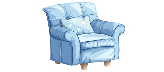 Wall Mural - A comfortable electric blue chair with armrests and a white pillow, placed on a white background. The rectangular shape adds a touch of art to the rooms decor