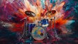 A drum set ignites a cinematic explosion of colors, captured in powerful 4K energy