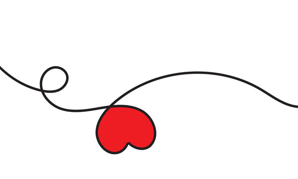 One continuous drawing of heart and color shape love sign. Thin contour and romantic symbol for greeting card and web banner in simple linear style. Editable stroke.  vector illustration. EPS 10