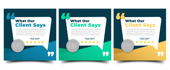 Wall Mural - client testimonial square banner social media post template