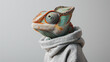 Chameleon's Gaze: A Portrait of Reptilian Grace Wrapped in Grey
