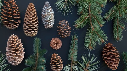 Poster - Pine cones on a dark backdrop, perfect for winter themes