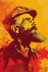 Aufkleber - A man with a beard wearing a hat. Suitable for various projects