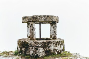 Poster - A stone structure with a window on top of a hill. Suitable for architectural design concepts