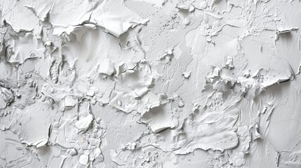 Poster - Detailed close up of a white wall with peeling paint. Ideal for background or texture use