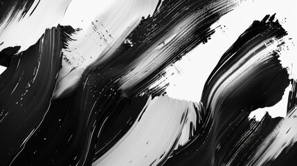 Poster - Abstract black and white paint strokes. Suitable for artistic projects