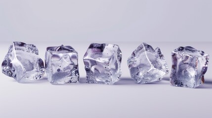 Poster - A row of ice cubes on a table, perfect for beverage or summer themed designs