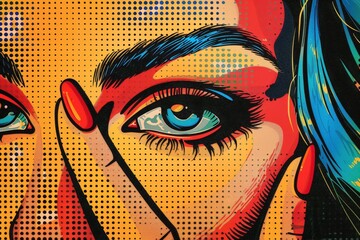 Aufkleber - womans face with striking blue eyes that draw you in