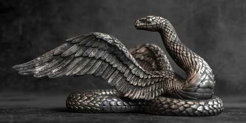Poster - A statue of a snake with wings spread, suitable for various designs and themes