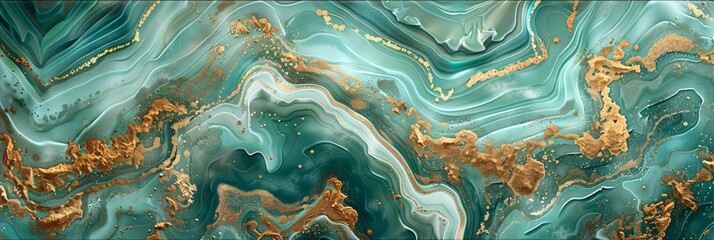 Aufkleber - A mesmerizing close-up revealing the intricate patterns of a blue and gold marble, the colors blending seamlessly in a hypnotic display