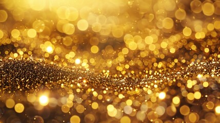 Poster - A shimmering gold background with an abundance of lights. Perfect for festive and celebratory designs