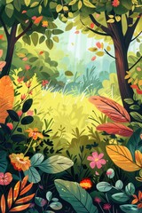 Poster - Vibrant forest scene, perfect for nature-themed projects
