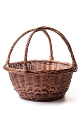 Poster - A simple wicker basket on a plain white background. Suitable for various product displays