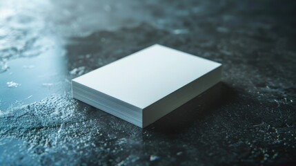 Poster - Stack of white cards on a table, suitable for business or education concepts