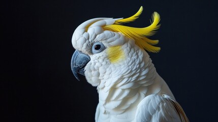 Poster - A vibrant close up of a parrot with beautiful yellow feathers. Perfect for nature and wildlife themes