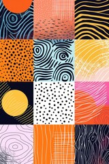 Poster - Vibrant and diverse collection of nine unique patterns. Ideal for backgrounds or textile designs