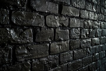 Poster - Black brick wall with a street sign, suitable for urban and industrial themes