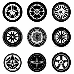 Poster - A variety of tires for different vehicles. Perfect for automotive industry advertising