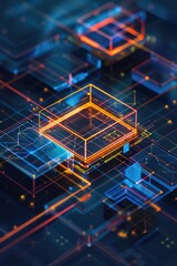 Poster - A modern building with vibrant lights, perfect for urban concepts