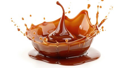 Poster - A splash of chocolate on a clean white background. Perfect for food and dessert concepts