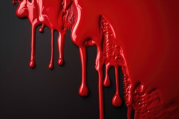 Poster - Red paint dripping down a wall, suitable for construction or renovation concepts