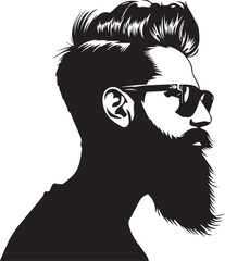 Wall Mural - Black silhouette of Hipster hair and beards. Fashion concept on white background