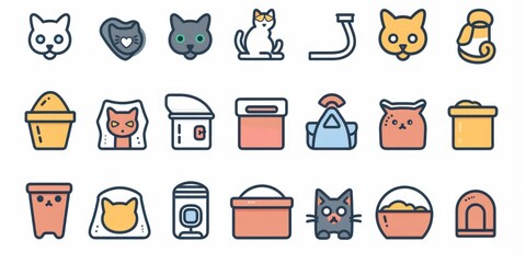 Poster - A collection of cat and dog icons suitable for various projects
