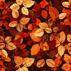 Poster - A vibrant collection of various colored leaves against a dark backdrop. Perfect for nature and autumn themed projects