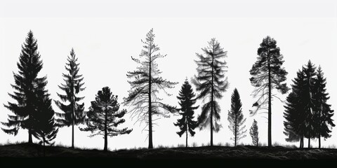 Wall Mural - A monochromatic image of a row of trees, suitable for various projects