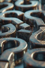 Poster - Close up of a bunch of metal letters, perfect for educational or design projects