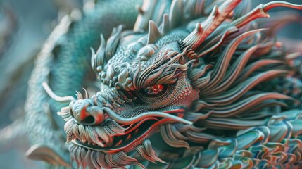 Aufkleber - Detailed view of a dragon statue, suitable for fantasy themes