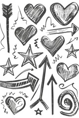 Poster - A collection of hearts and arrows, perfect for Valentine's Day designs